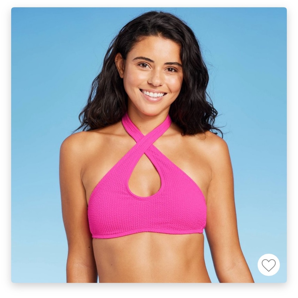 NWT Women’s Puckered Texture Halter Swim Top Small